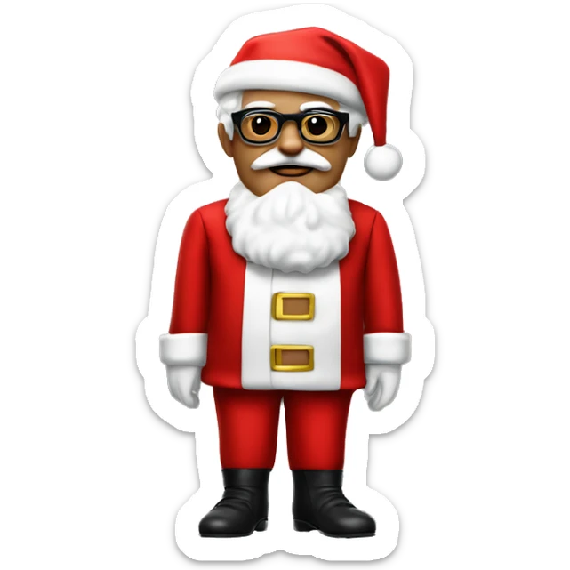 colonel sanders pimp wearing a red Santa suit with black boots and a red Santa hat sticker