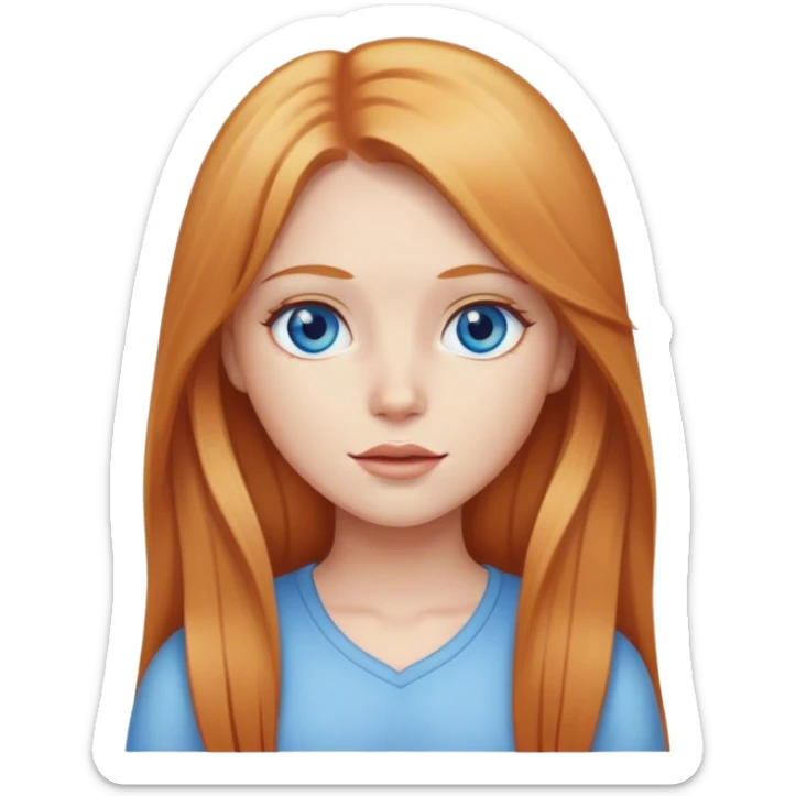 strawberry blonde girl with blue eye and straight long hair sticker