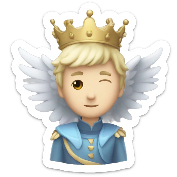 a emoji for a discord owner named FL4V with wings and a crown on the letter F sticker