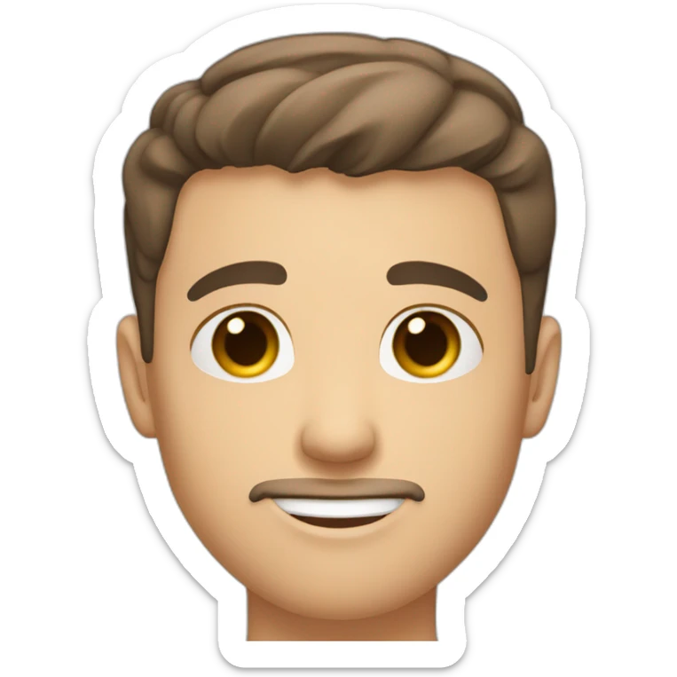 cute white man round face with dark brown fade haircut brown eyes sticker