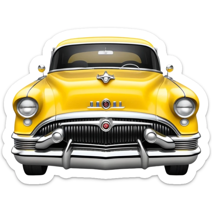 vintage hot rod, based on 1956 Buick Century, yellow and black color scheme, shiny details sticker
