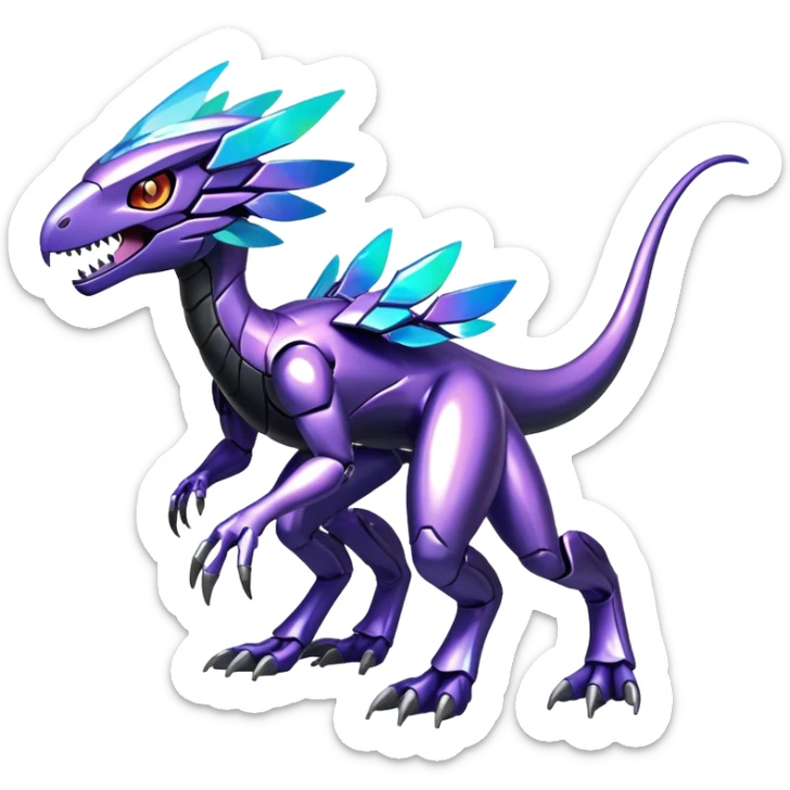 Shiny Nebula Futuristic Fakemon-Pokemon-Digimon-Spectrobes-Raptor-fusion, full body sticker