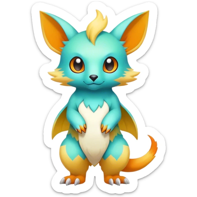 Cute cool fantasy animal hybrid Fakemon full body sticker