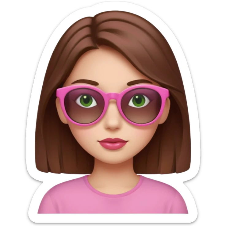 a beautiful, fair-skinned girl with brown hair who likes shades of pink, green, and brown sticker
