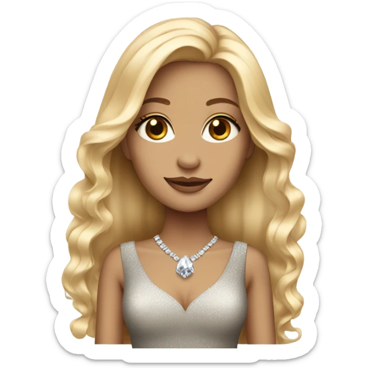 glam rich girl with diamonds with blonde long hair realistic  sticker