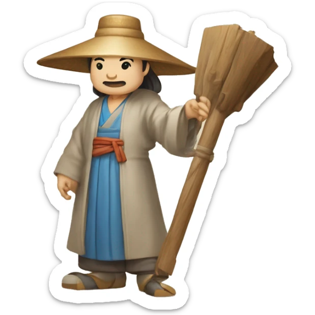 Lu Ban is a legendary figure in Chinese mythology, depicted as a clever craftsman often wearing wide robes, a broad-brimmed hat, and carrying woodworking tools. 🛠️🎩👕 sticker