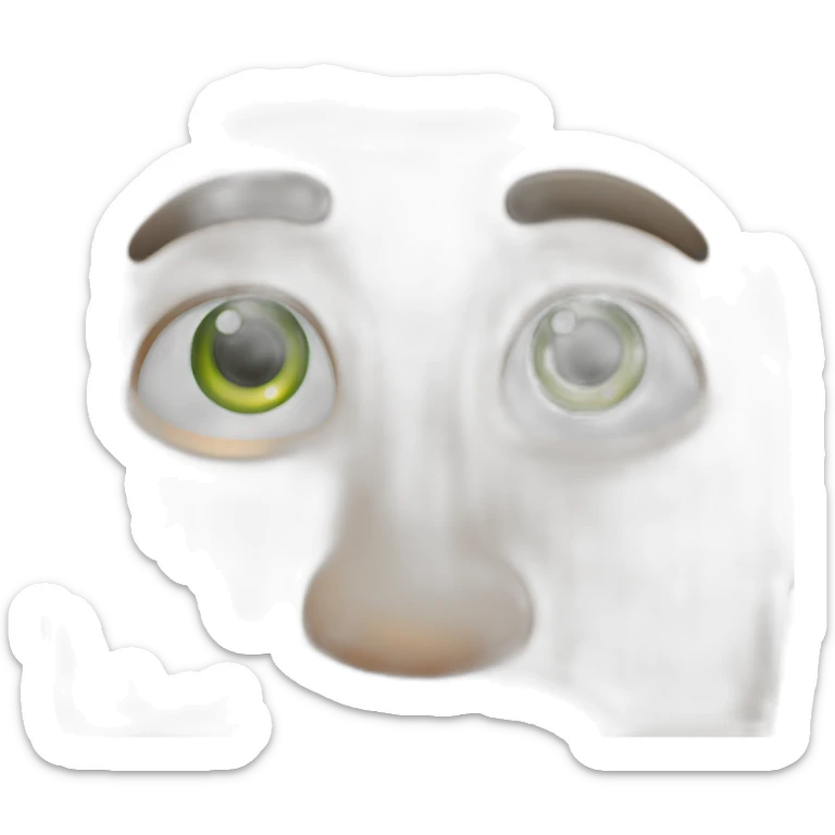 55-year-old man, a long nose, green eyes, bald hair to the side of head sticker