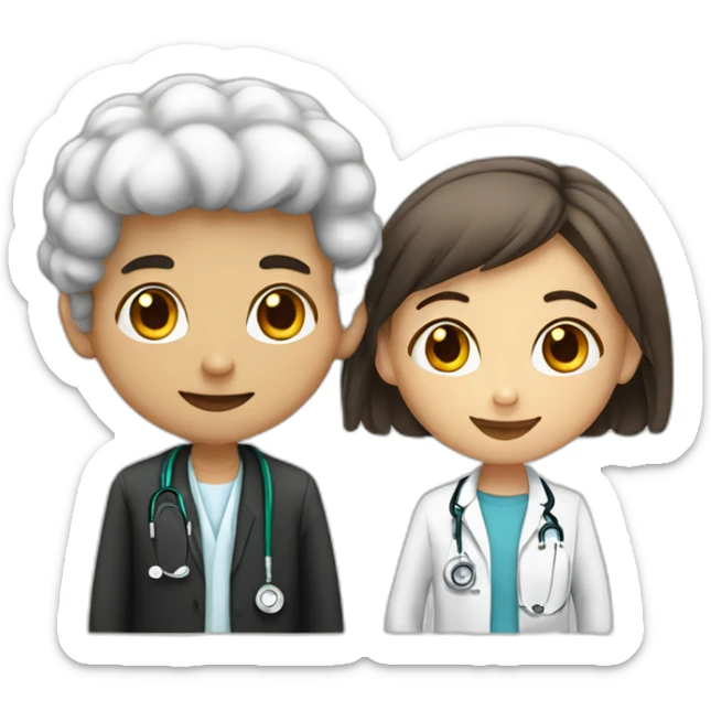 White cutie Jewish girl friendship with doctor Arabic boy sticker