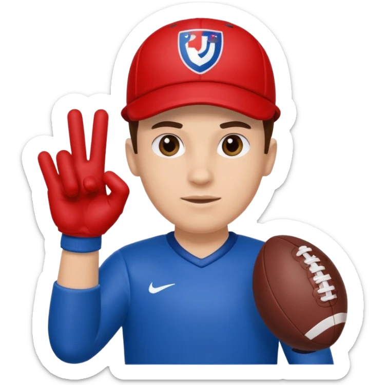  #1 glove first finger up football fan in blue (#00A3E0) and red (#F9423A)  sticker