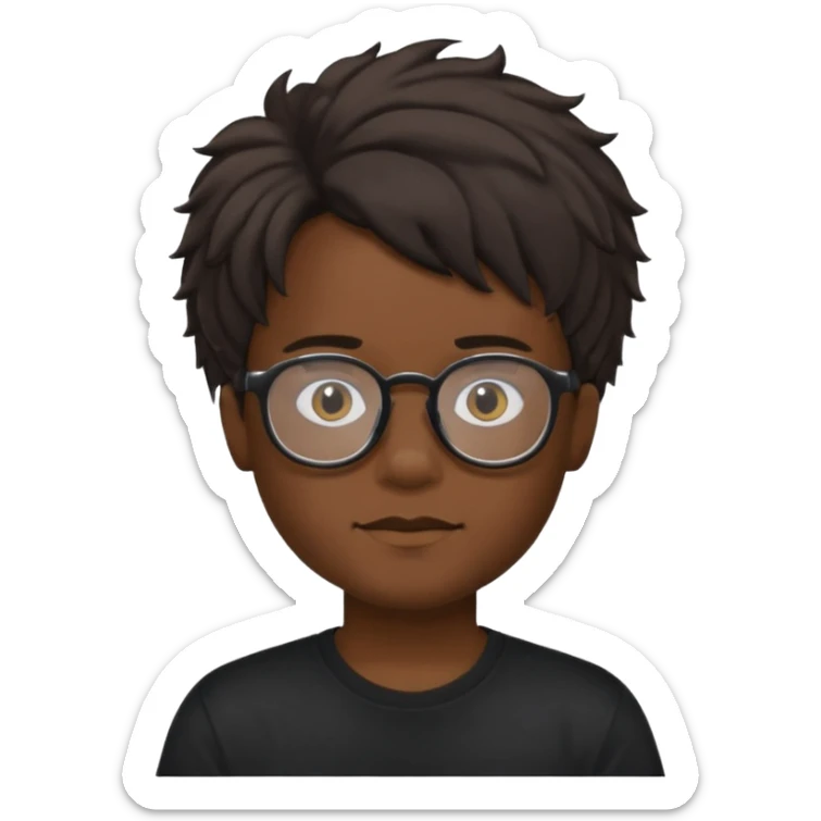  boy with freeform hair black t-shirt put a glasses black people sticker