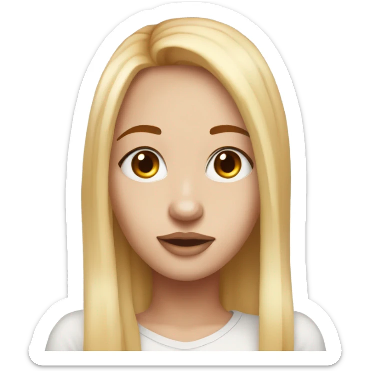 girl with red long straigt hair, blonde eyebrows white skin septum piercing and brown eyes sticker