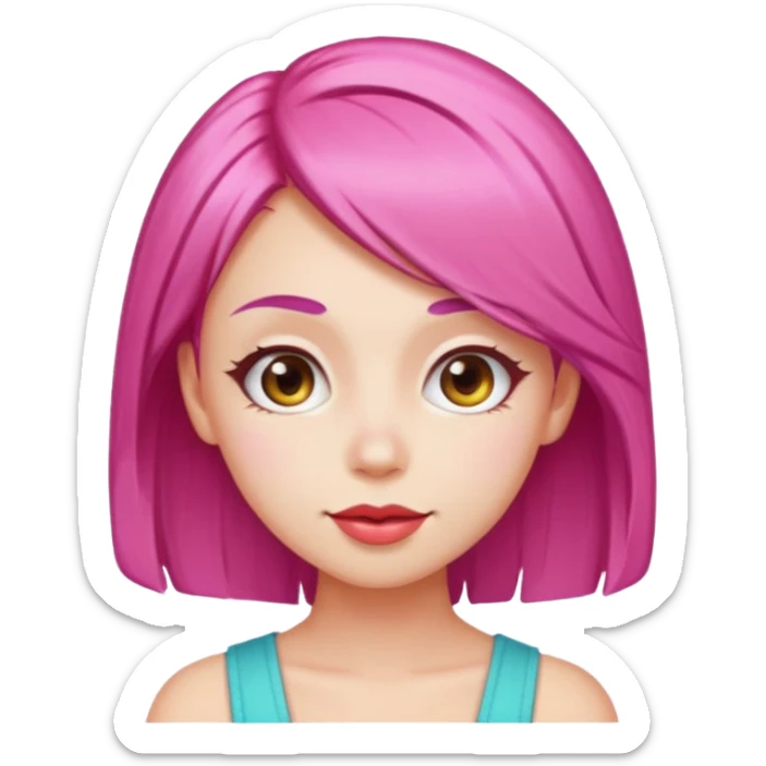 v-line face, candy hair, slim and small woman, fresh expression emoji sticker