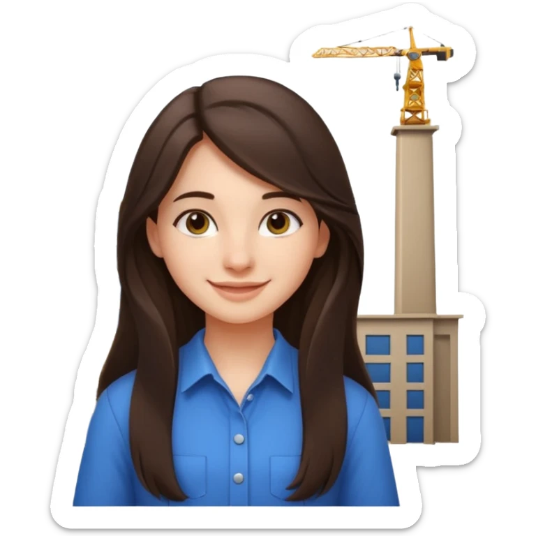 girl architect - brunette - 20 years old cute pose - long hair girl without eye glasses. pretty girl sticker
