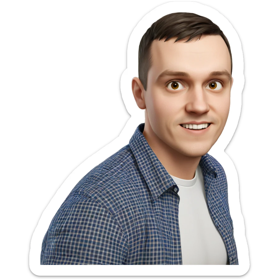 male portrait in plaid shirt sticker