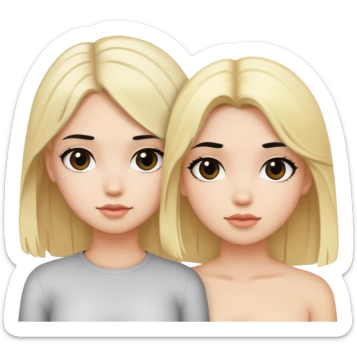 blond hair girl with black hair girl friends sticker