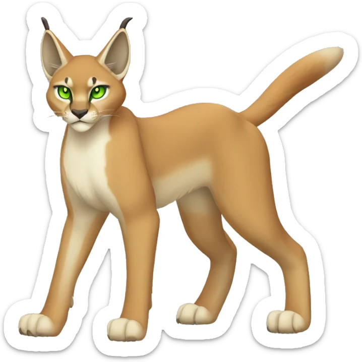 Beige Lynx-Caracal-Fakemon-hybrid with orange points, green eyes brown toes, and short tail, full body sticker