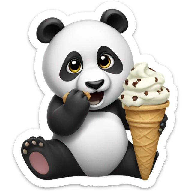 Panda eating ice cream sticker