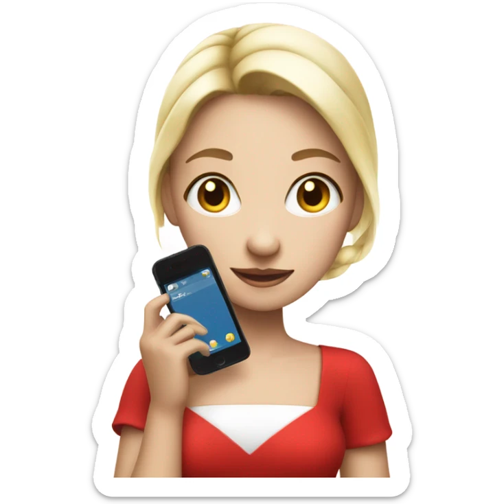 a white skin girl in a red dress holding phone sticker