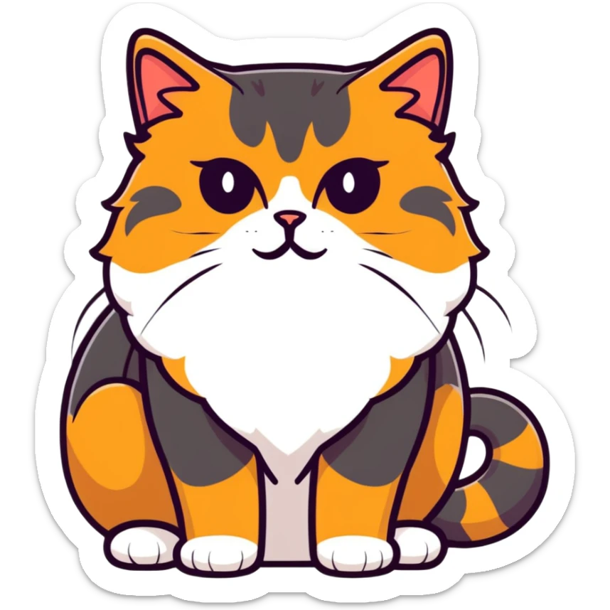 Persian cat with light chocolate tortoiseshell fur and golden eyes sticker