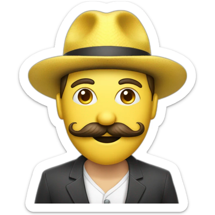 Un homme avec une frange une grosse bouche avec une moustache dans un costume de banane sticker