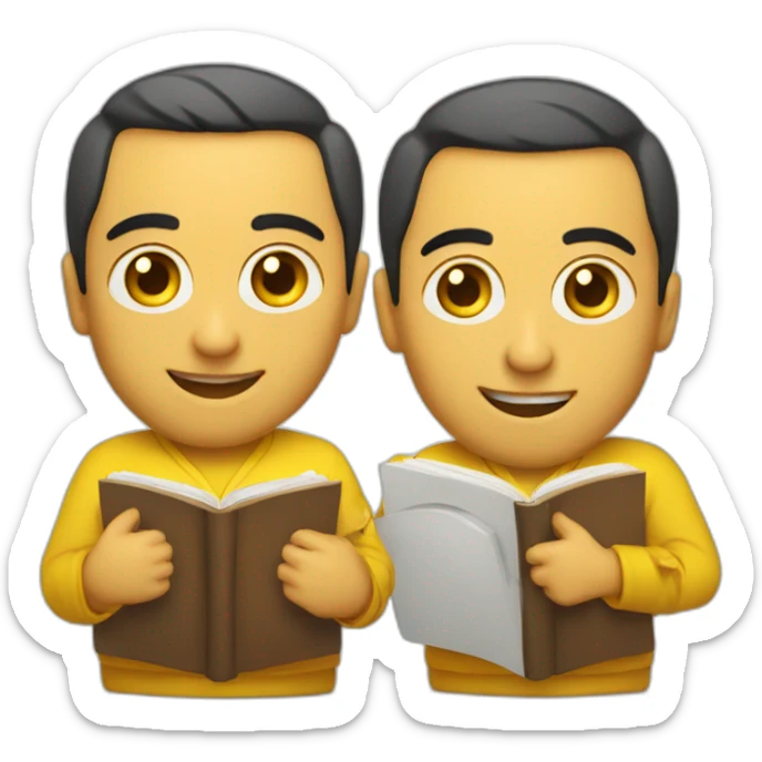 Armenian men with the yellow clothes reading book and looking at camera and smiling  sticker