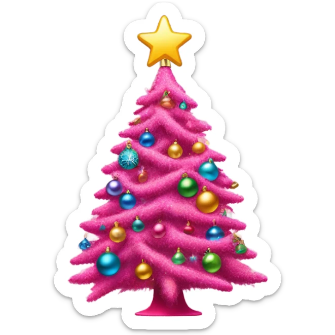 Pink Christmas tree sticker