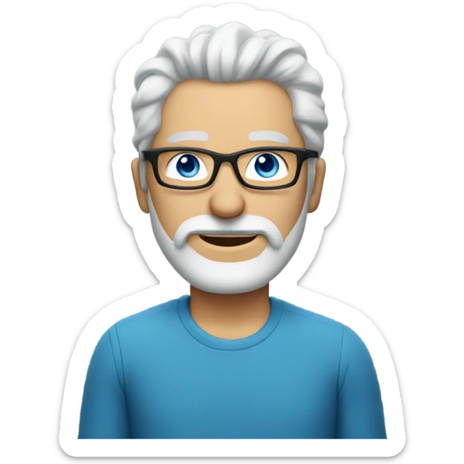 Middle aged man with blue eyes and glasses and salt and pepper hair and beard  sticker
