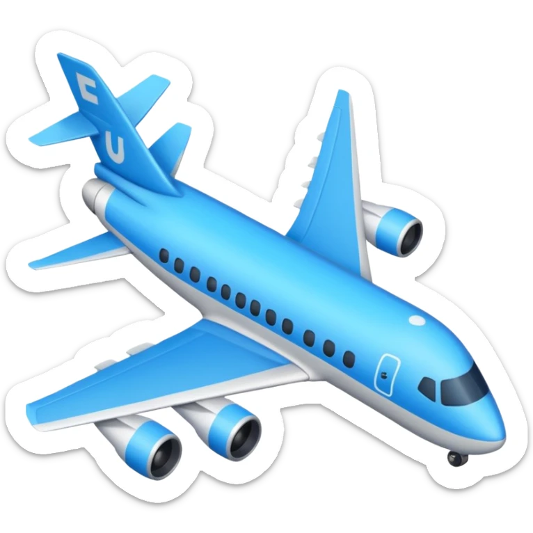 Créame un emoji que sea el contorno de un triángulo y adentro un avión azul  sticker