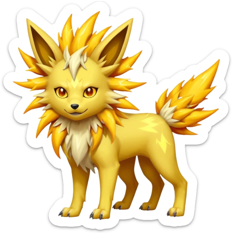 Feral Solgaleo-Jolteon-Vernid-fusion-hybrid-creature, full body  sticker