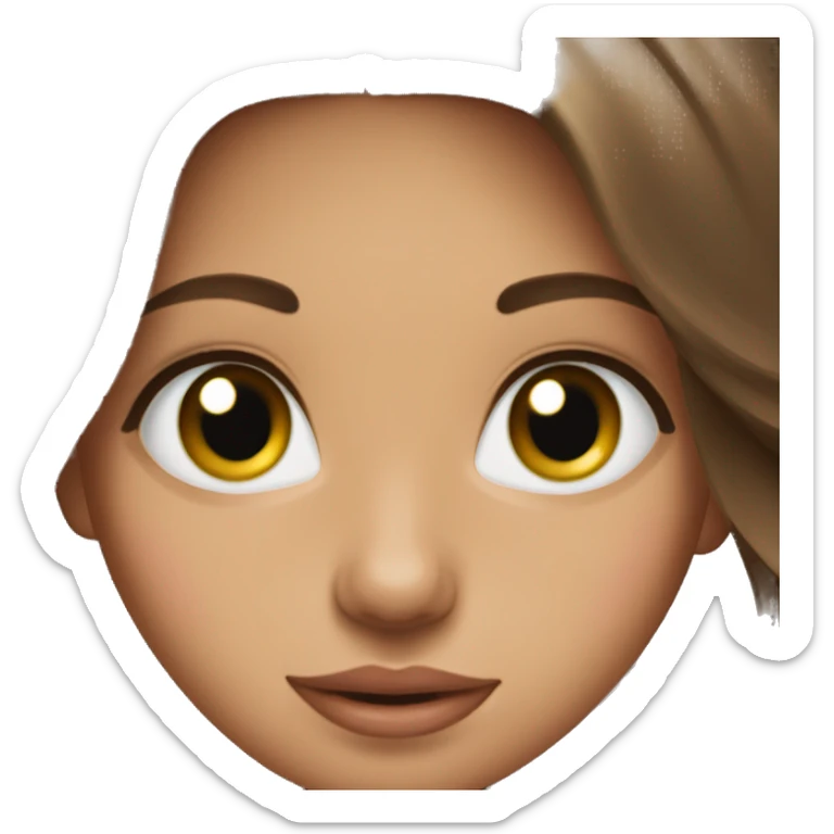 Beautiful tanned girl, long hair, brunette with brown hair, blue eyes, baby pink lips  sticker