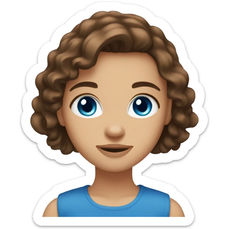 Brown hair, blue eyes, girl, I don’t know sticker