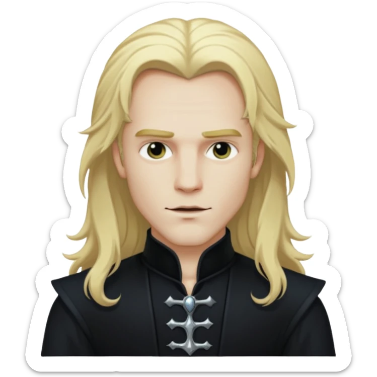 Lestat de Lioncourt with white skin, long blonde hair, black outfit sticker