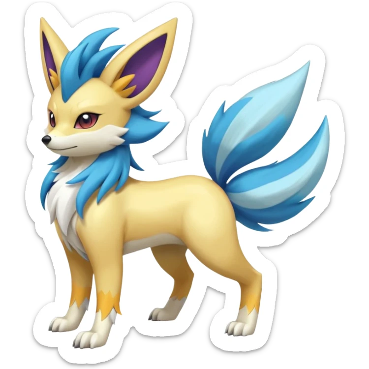 Manectric-Amaura-Fennekin-Electrike-Furfrou-Suicune-Fakemon-fusion, full body sticker