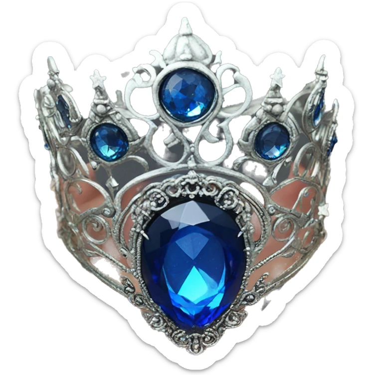 The Ravenclaw Diadem is a tiara-like object with, made of gleaming silver and set with glittering blue gem. It is enchanted  sticker