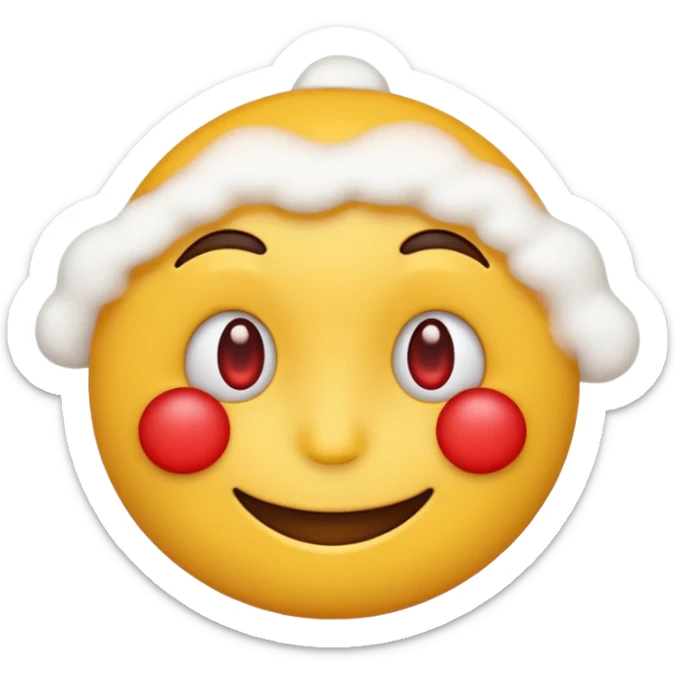 Make a yellow emoji smiling with red and tired eyes, under his nose there are white powder sticker