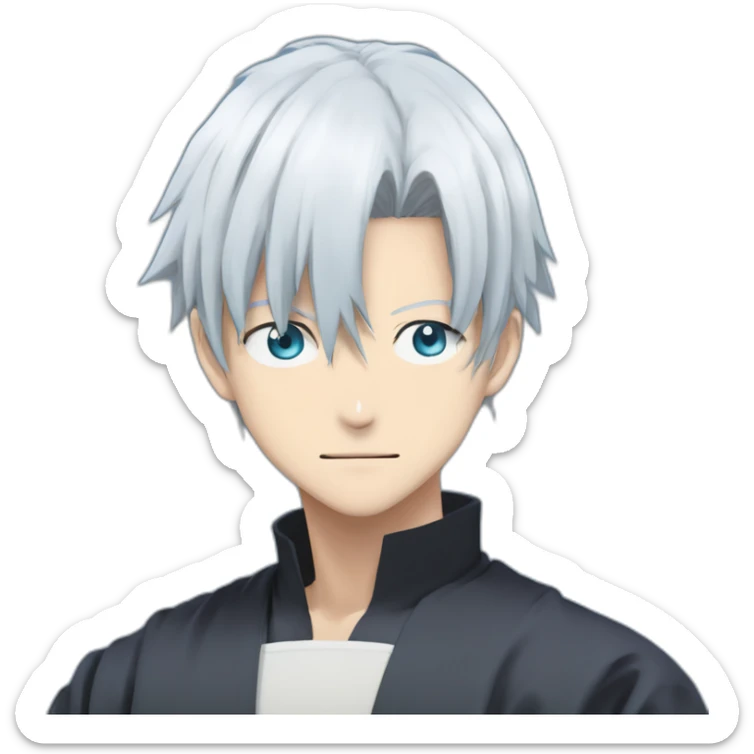 gojo satoru with white hair and sky blue eyes in jujutsu kaisen sticker