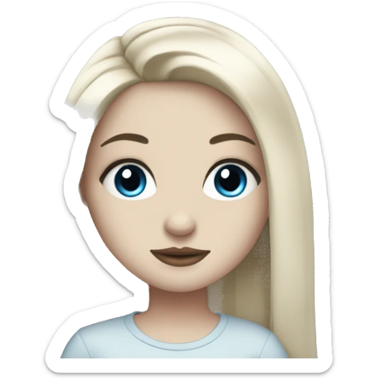 Pale girl with long black hair, blue eyes, long eyelashes and tattoos sticker