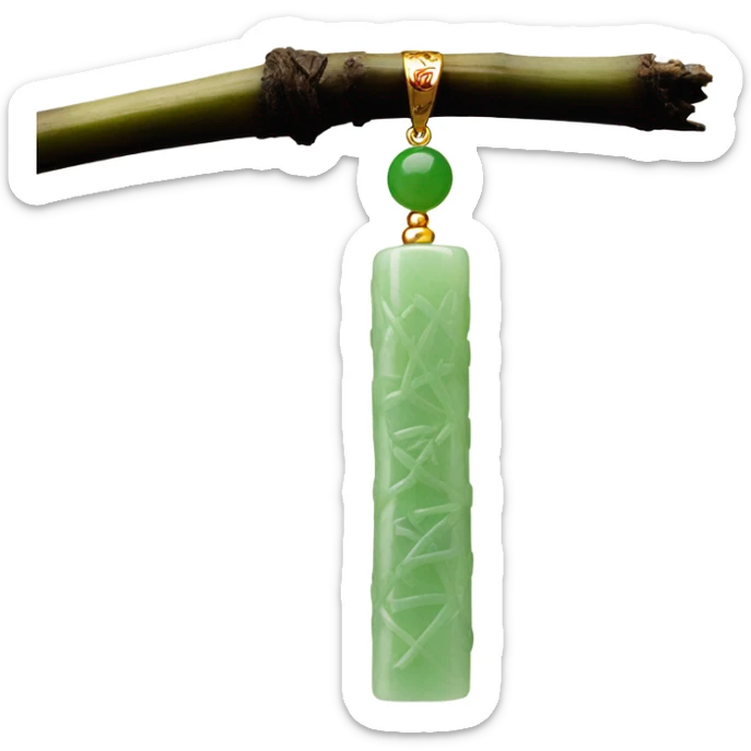 Chinese style light green bamboo-patterned jade pendant  sticker