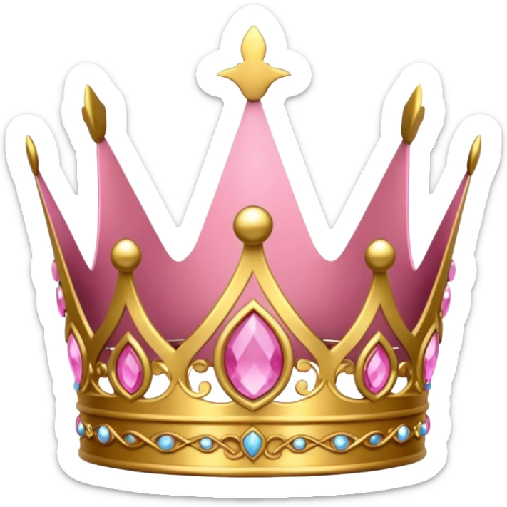 A luxurious golden crown with pink accents and elegant details, featuring a prominent empty space or cutout in the center sticker