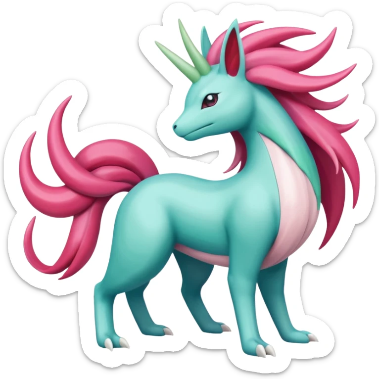 Shaymin-Suicune-Milotic-Amaura-Pokémon-Fakémon-fusion, full body sticker