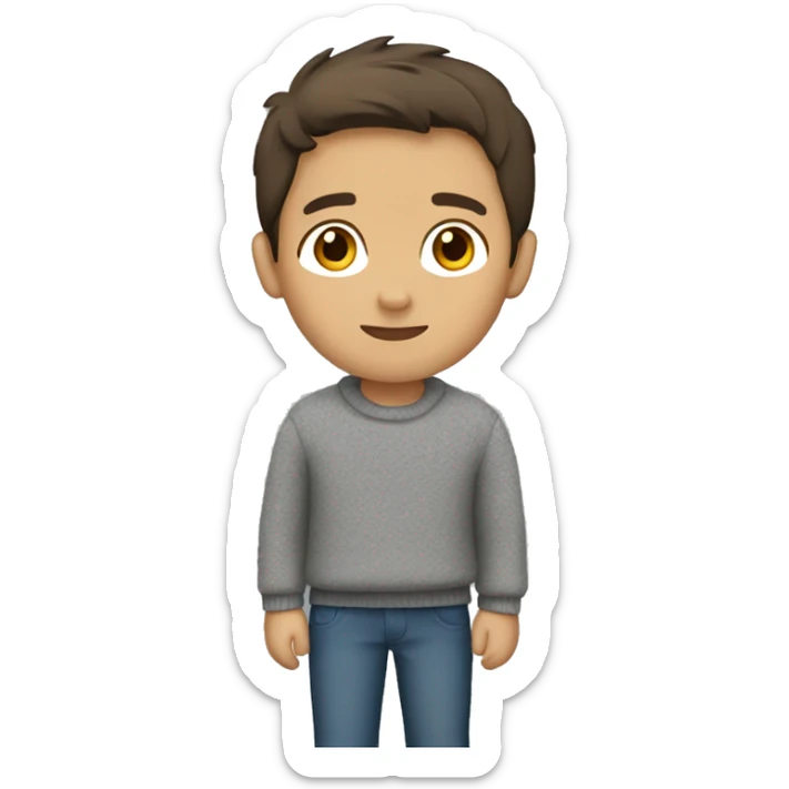 winter, christmas, hispanic, short brown hair, boy, brown eyes, child, full body, grey sweater sticker