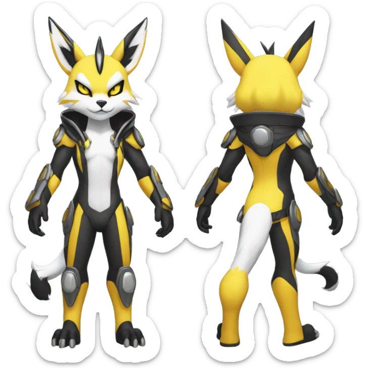Cool Edgy Cute Kawaii Anthro Metabee Renamon Zeraora Full body sticker