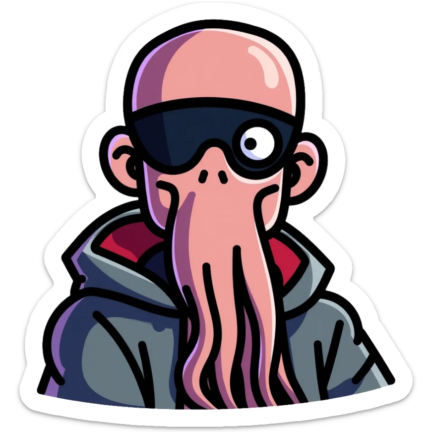 Squid Game front man with black mask and coat sticker