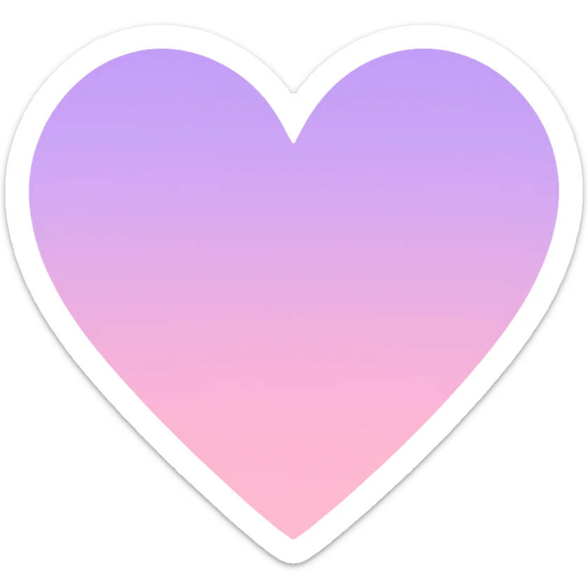 heart with a pastel ombre from purple to pink, clean digital illustration sticker