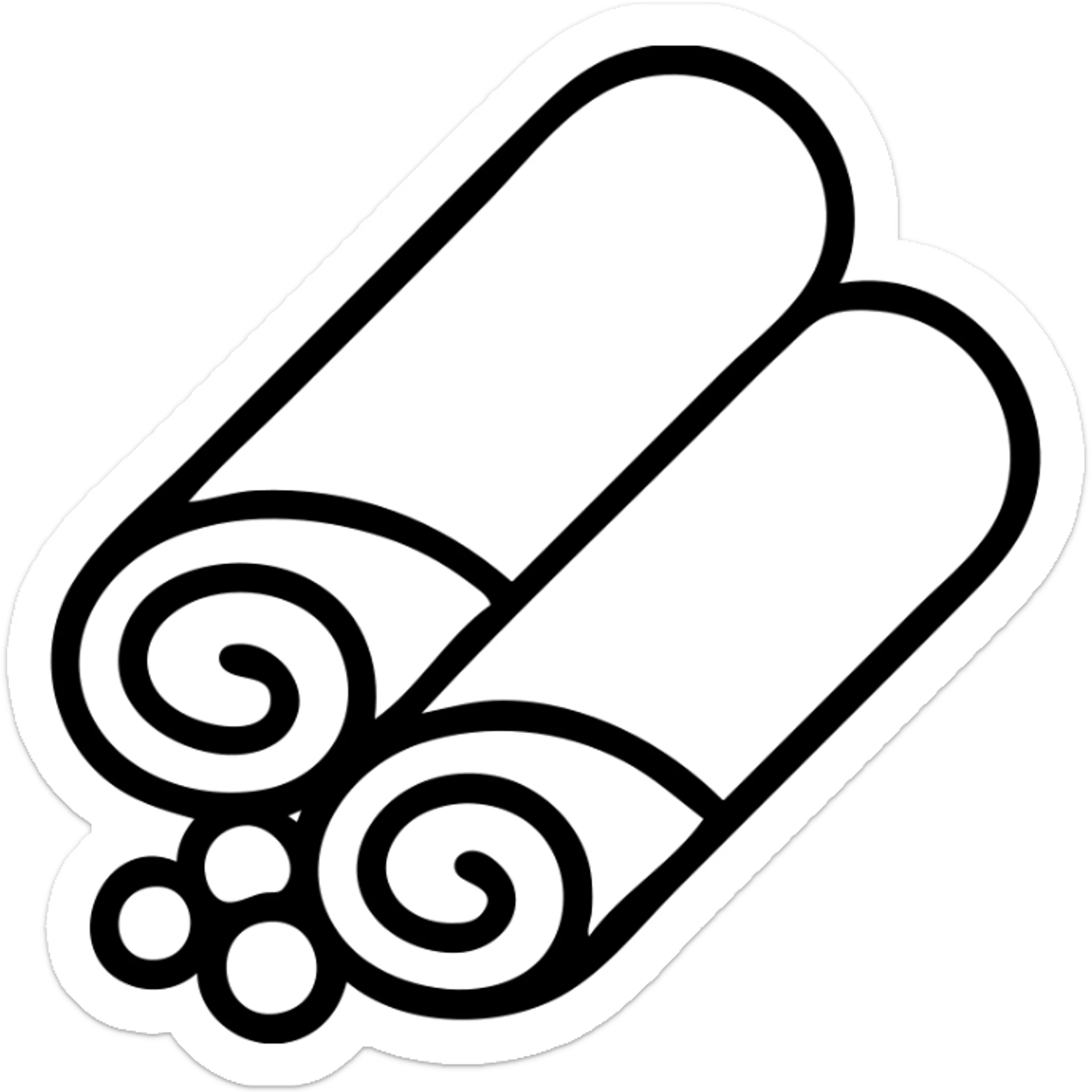 simple line art of french crêpes, rolled with fruit filling, minimal style sticker