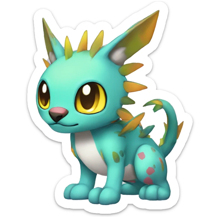 cute cool edgy Digimon-Fakemon-animal with colorful markings full body sticker
