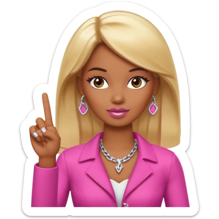 Brown skin blonde hair brown eyed barbie shooting the middle finger  sticker