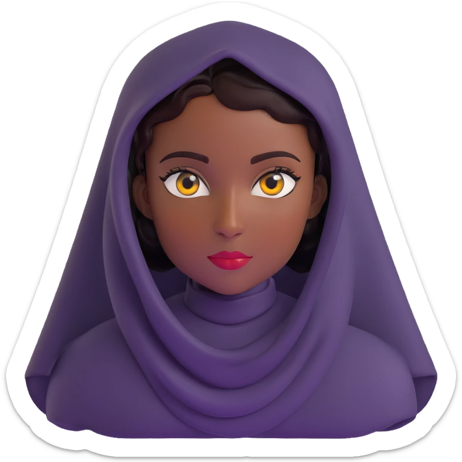 femme noire voilée, yeux brillants, pose confiante sticker