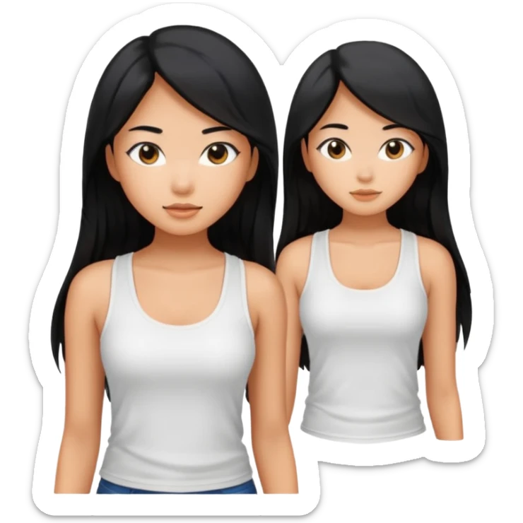 tanned asian girl with black long hair sticker