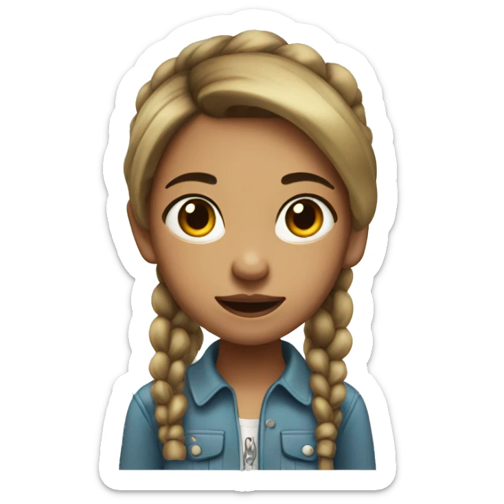 medium skin girl with two pony tails and a cigarette in her mouth  sticker